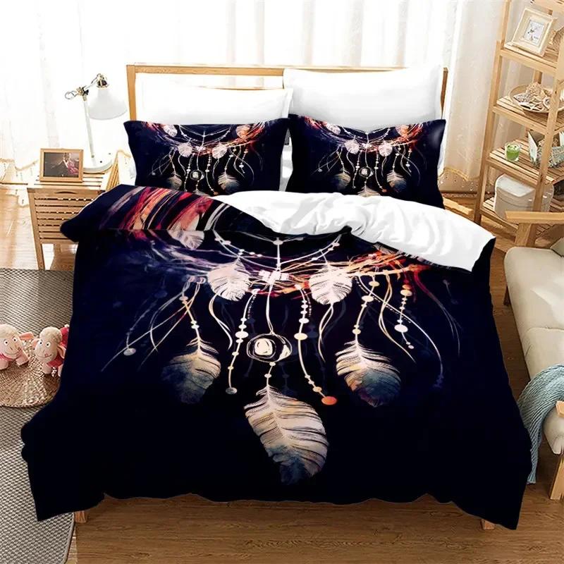 Luxury New 3D Print Dreamcatcher Duvet Cover Bohemia Mandala Feathers Bedding Set Microfiber Exotic Floral Cover King