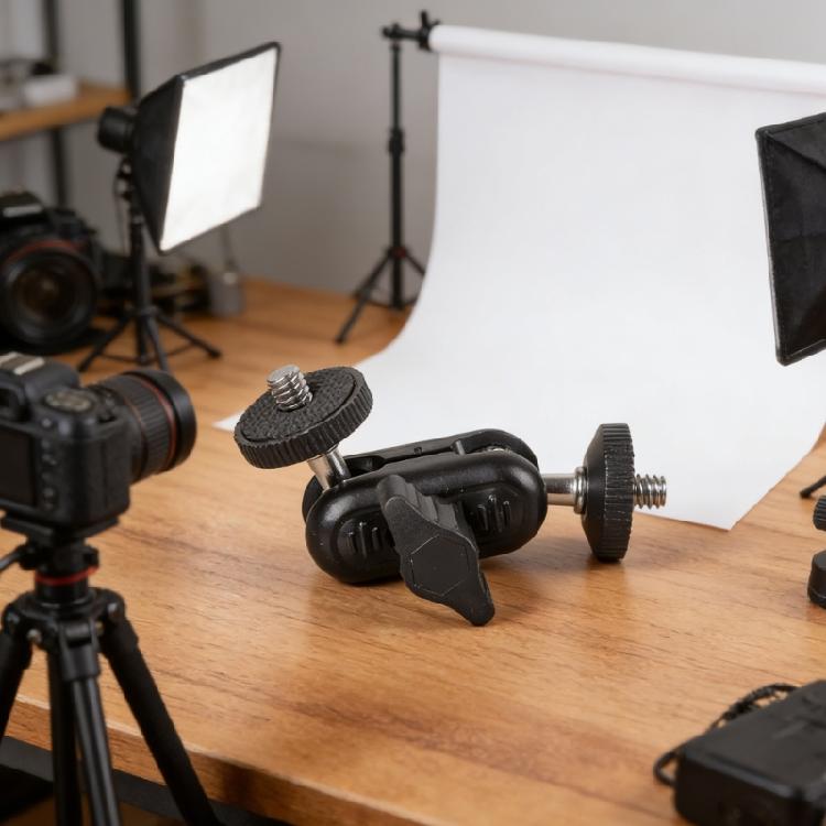 Pack of 2 Camera Double Ball Head Clamp Mount Adapter Magical Arm 360 Degree Rotation 1/4inch Thread for Photo Equipment