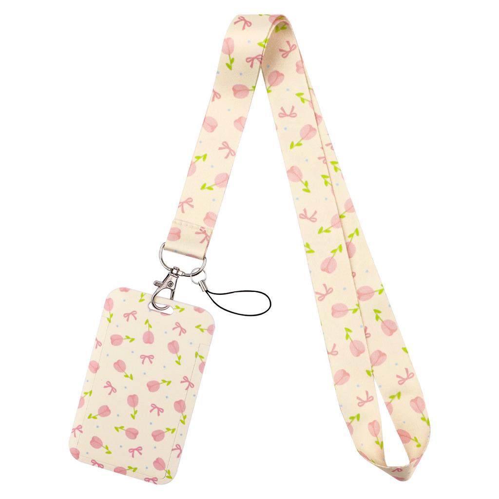 Credential Holder Pink Ribbon Lanyards for Keys Neck Strap For Card Badge Gym Keyring Nurse Accessories