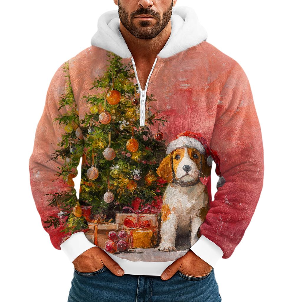 Men's  Leisure  Half  Zipper  Hooded  Hood  Long  Sleeves  Hoodie