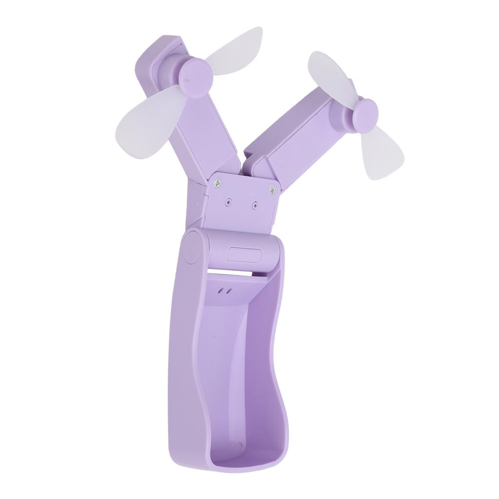 Dual Head Foldable Fan Portable Handheld Fan USB Rechargeable 3 Speeds Strong Wind Quiet Mini