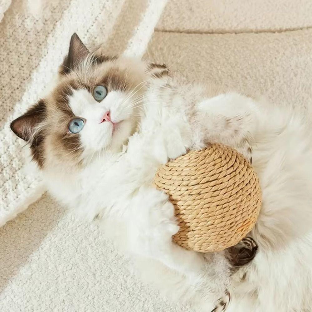 2Pcs Sisal Cat Scratching Ball 8cm Kitten Chasing Ball Cat Sounding Toys  Cat Accessories
