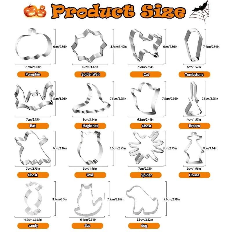 Halloween Pumpkin Cookie Molds, Bat Ghost Shape Stainless Steel Baking Biscuit Molds Cartoon Cake Baking Decorating Tool Kitchen