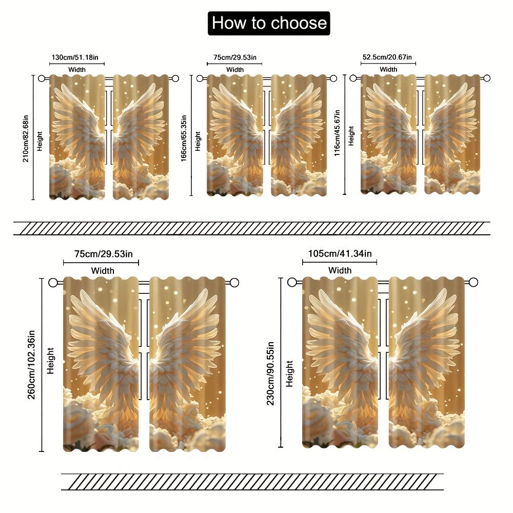 Gold Angel Wing Door Curtains Soft Polyester Bedroom Living Room Office Caf Decor Sheer Set Of 2 Made Area