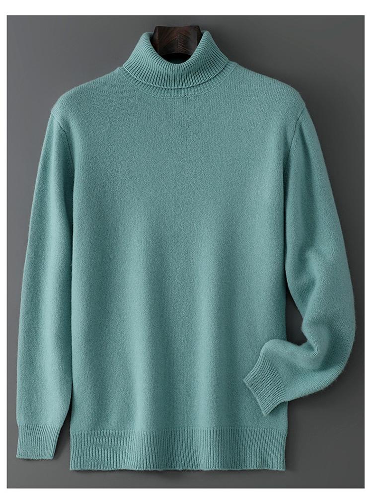 Men's 2025 High Neck Cashmere Wool Pullover - Thick, Double-Strand Knit Sweater for Autumn and Winter.