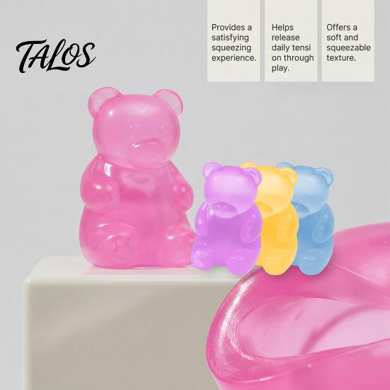 Talos Bear Shape Stress Relief Toy, Soft Elastic Sensory Fidget High Density Durable TPR Ball, Portable Pinch Toy for Kids Adults Desktop Decor
