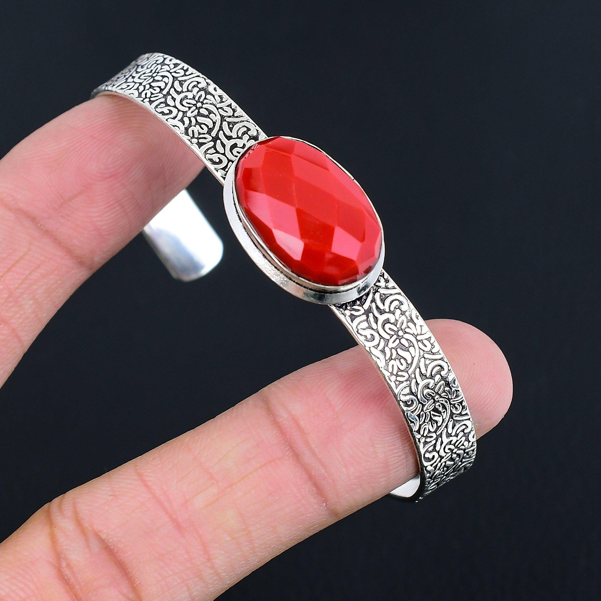 

Уникальный элегантный модный браслет из стерлингового серебра 925 пробы с овальным натуральным итальянским красным кораллом Adjustable