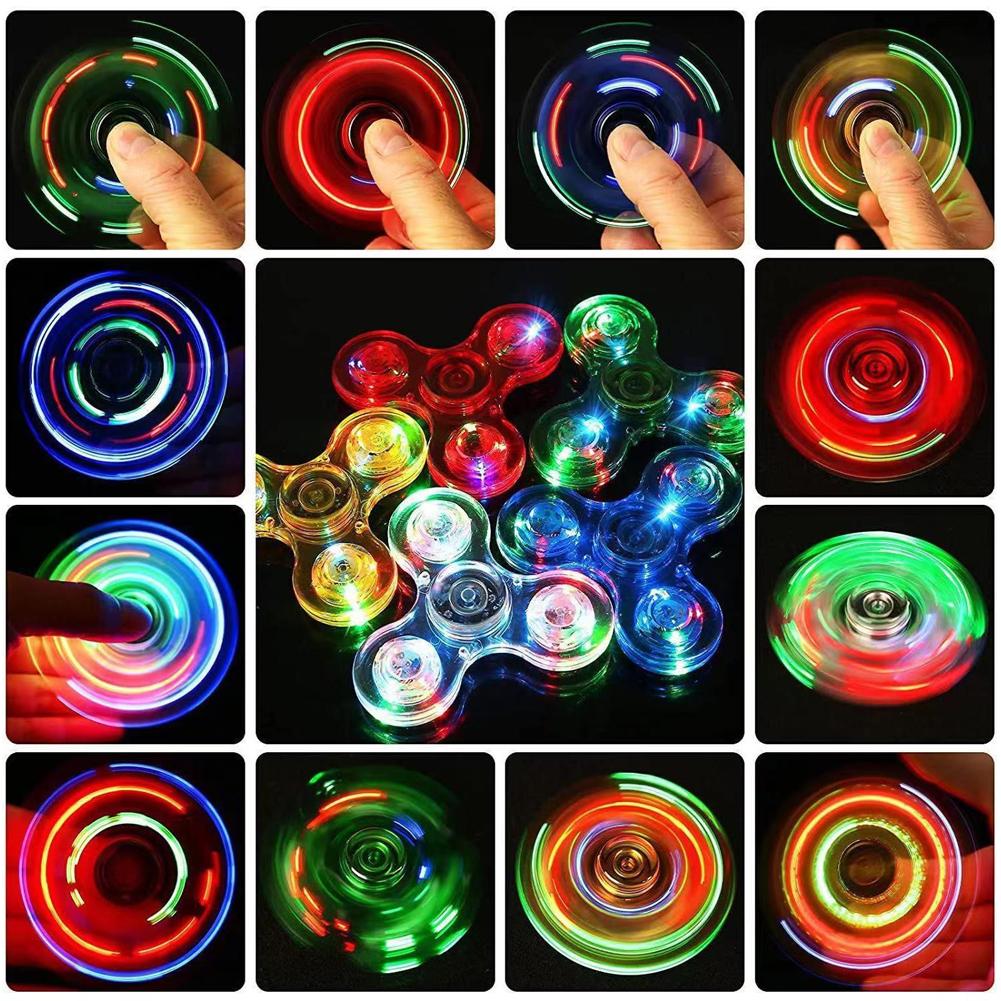 Crystal Luminous LED Light Fidget Spinner Hand Top Spinners Glow In Dark EDC Stress Relief Toys Kids Adult Anti Stress Fidget Toys