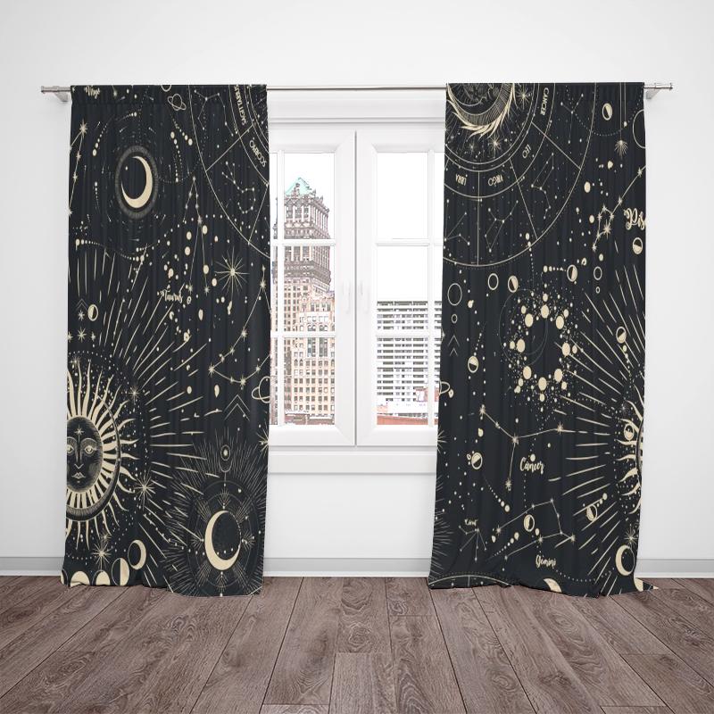Selling 100,000 - Ecliptic Constellation Environmental Protection Polyester Printed Curtain Limited Time Special + Gift Combinat