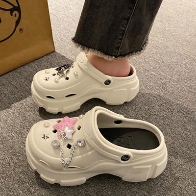 Adult Garden Clogs Stylish and Lightweight Summer Beach Sandals Thick Soled Pentagonal Star EVA Anti-slip Hole Breathable
