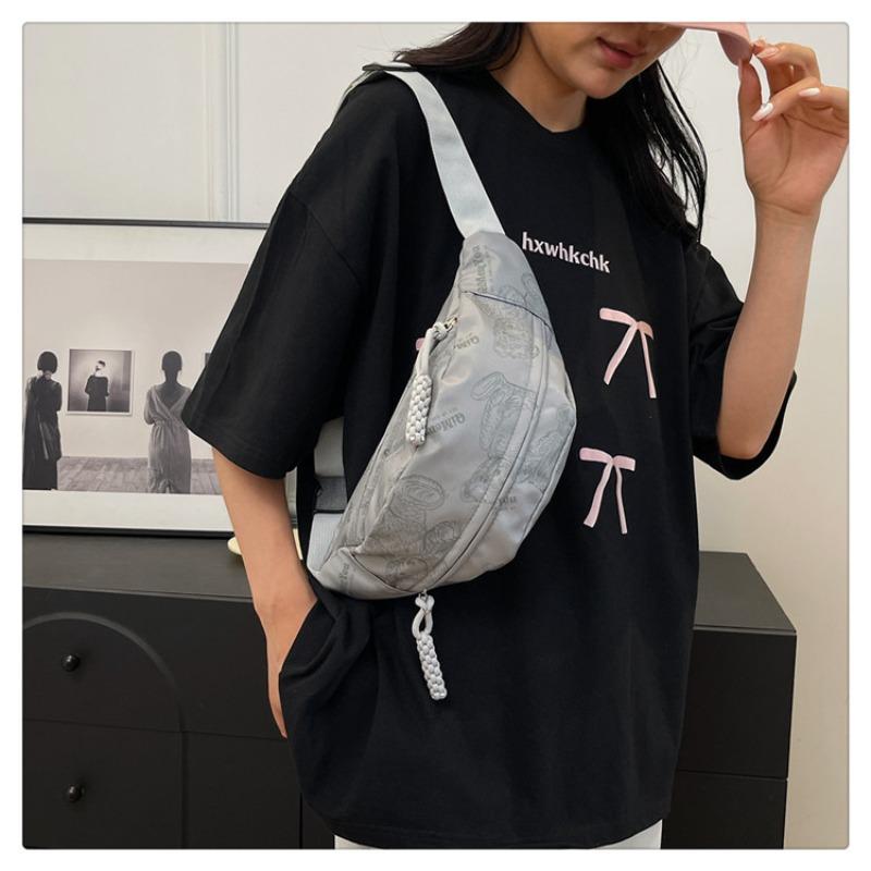 Canvas Casual Single Shoulder Women's New Trendy Messenger Bag Summer Sports Breast Bag Niche Trendy Fanny Pack