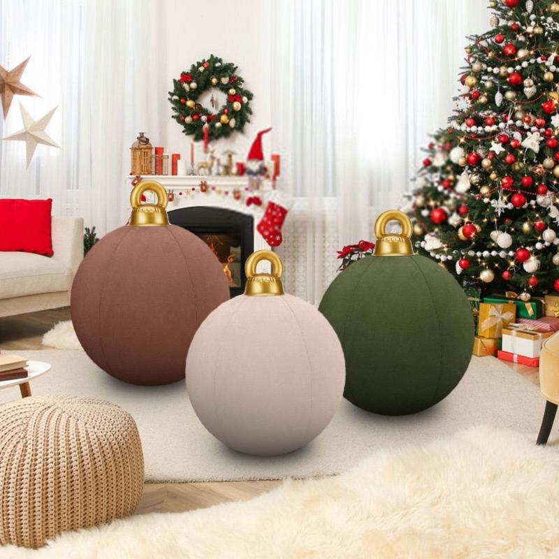 Velvet Inflatable Ornaments Balls Outdoor - 24 Inch Large Inflatable Christmas Balls, Reusable Blow Up Christmas Ornaments, Inflatable Xmas Decor for