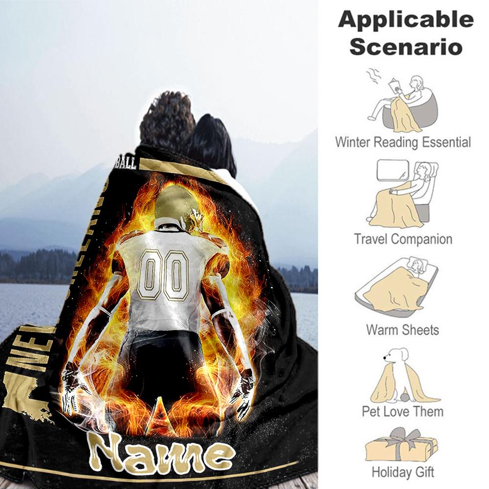 Rugby Player345 Customize Text Blanket Cozy Personalized Blanket Soft Warm Cozy Throw For Seaside Sofa Nap Chair for All Occasions