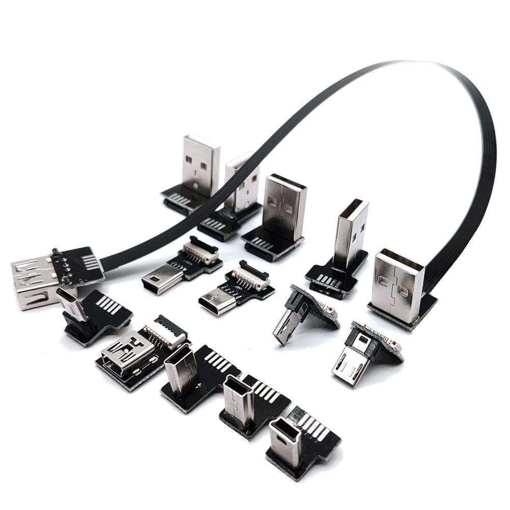 

FPC USB Кабель для передачі даних A Чоловічий до Micro Mini USB 5Pin Чоловічий Кутовий адаптер 90 градусів Вгору/Вниз/Вліво/Вправо Синхронізація Зарядка 0,25 м 10CM FPC Cable чорний