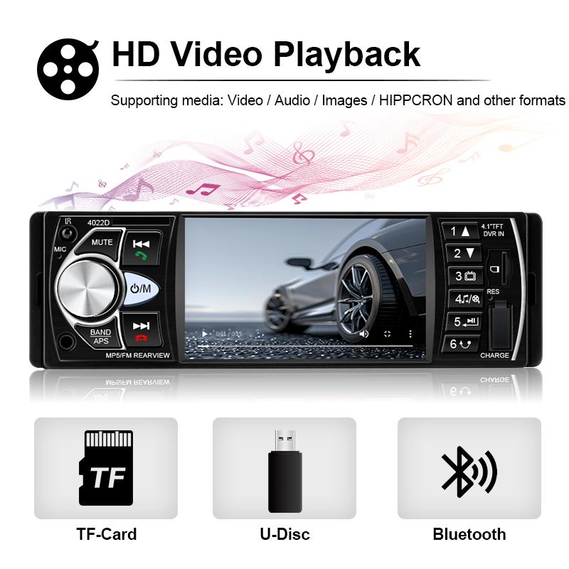 Hippcron 1Din Car Radios 4" Auto Audio Stereo 4022D MP3 Player USB Car Multimedia Player FM Autoradio Support Rearview Camera