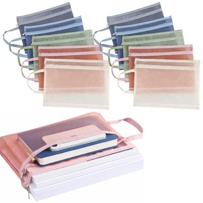 NOELAMOUR A4 File Transparent with Handle Clear Document Document Office Use Bag, Zippered, Mesh, 2-Layer, File, Case, Storage, Student, (10 Pieces)