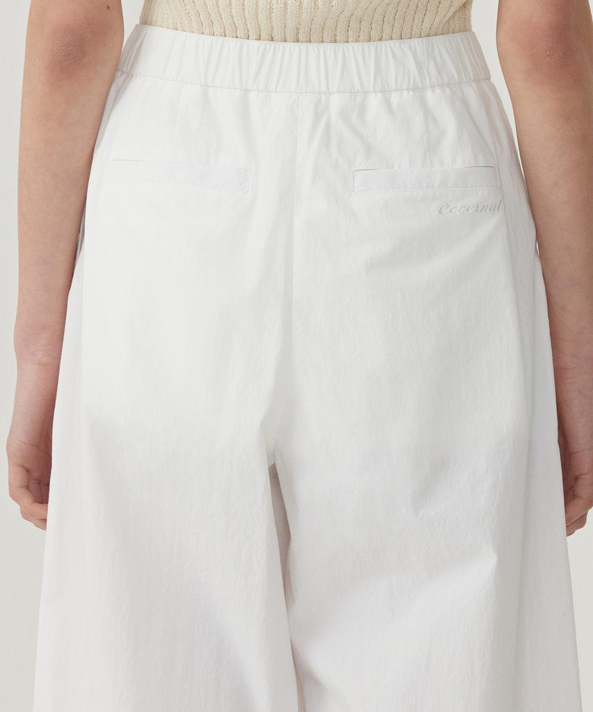 COVERNAT WOMAN Double-Pleat Elastic Waist Wide Pants White