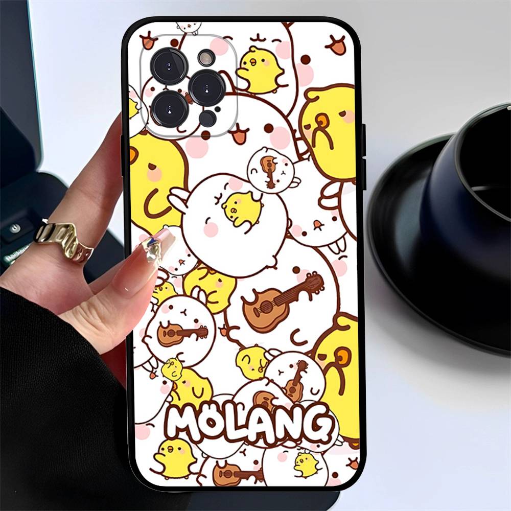 Cartoon Cute M-Molang Phone Case For Iphone 17 16 15 16e 14 13 12 11 Pro Max Plus Case Cover Coque