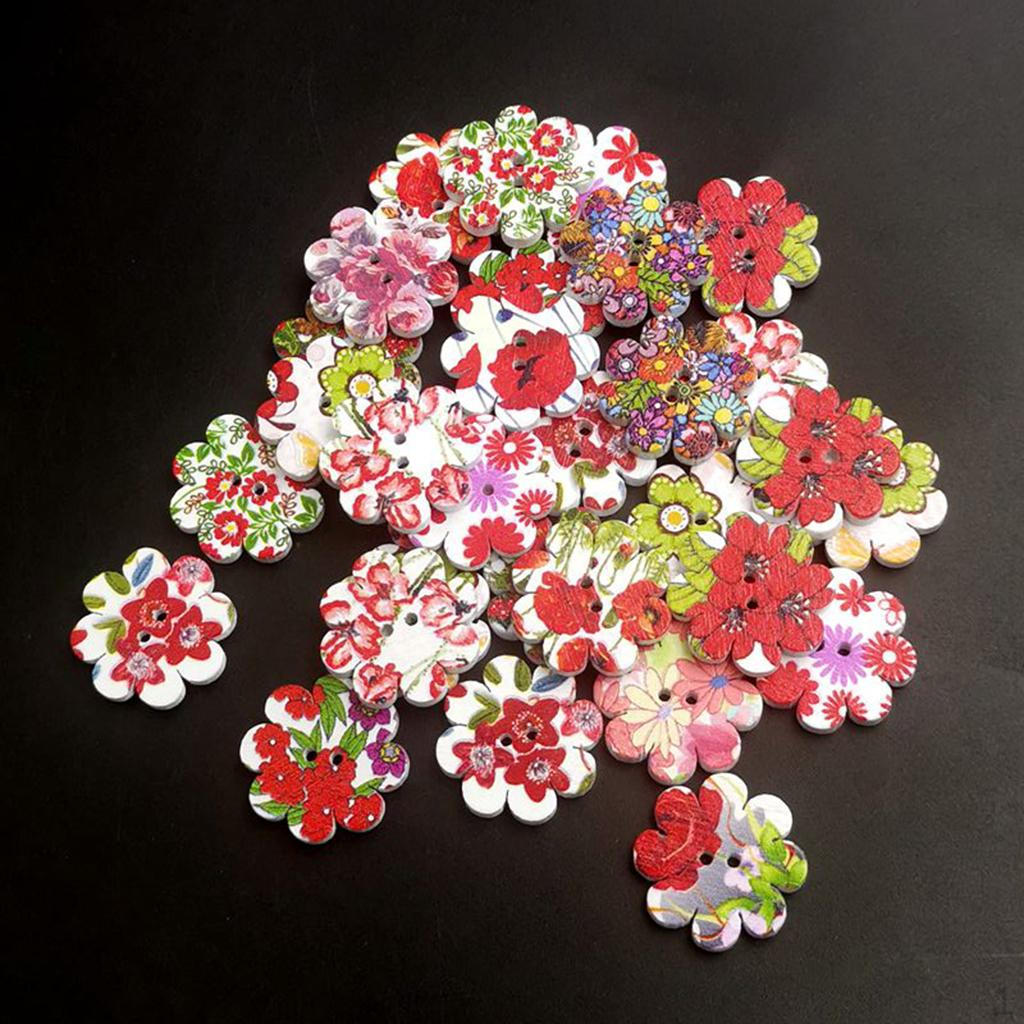 100 0mm Mixed Flower Printed Holes for Sewing Crafting, Cardmaking, Clothing Cushions Embellishments
