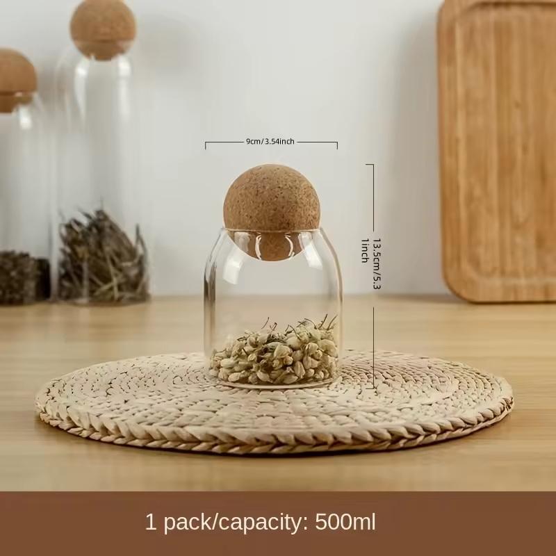Four Size Sealed Jar Glass Cork Stopper Coffee Beans Dried Fruit Storage Box Kitchen Food Multigrain Storage Jar Cork Tea Jar S