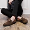 Fashion Brand Black Men's Loafer Classics Suede Leather Shoes Business Office Dress Shoes Comfortable Flat Bottom Soft Sole Casual Shoes