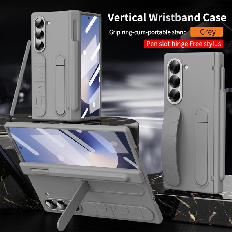 Pulseira Antiperda Business Suporte Oculto Capa Dobrável para Celular para Samsung Galaxy Z Fold 8 7 6 5 4 3 Proteção de Tela Capa Anti-queda