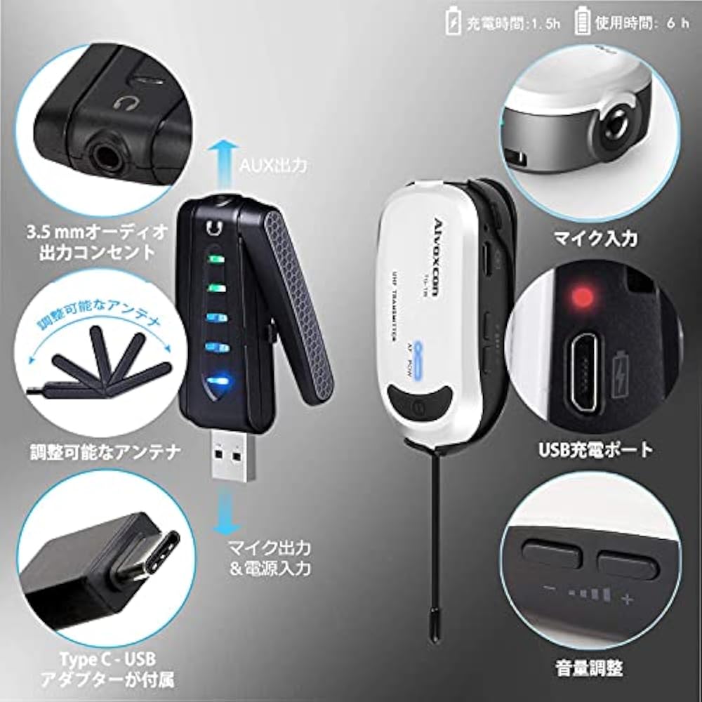 Wireless Microphone USB Wireless Pin Microphone PC Smartphone Compatible Lightweight Small 2 Pers...