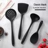 Silicone Non-stick Cookware Set: Stir-fry Spatula, Soup Ladle, Slotted Spoon, High-Temperature Long Handle.