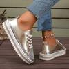 Plus Size 43 Women's Casual Flat Shoe 2025 New Style Rhinestone Design Woman Sneakers Comfortable Platform Shoe