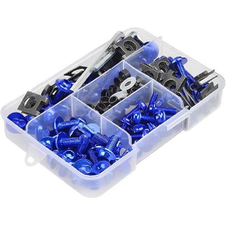 177 шт. Комплект болтов для обтекателя мотоцикла, Набор разноцветных крепежных болтов, гаек и зажимов, Синий