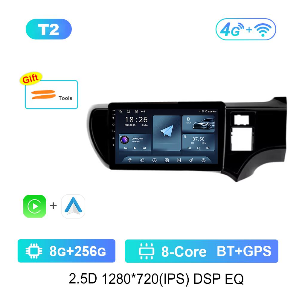 9 Inch DSP Stereo Android OS for Toyota Aqua 2011 - 2017 Navi GPS 4G Car Radio Multimedia Player BT IPS Screen WiFi Cooling Fan