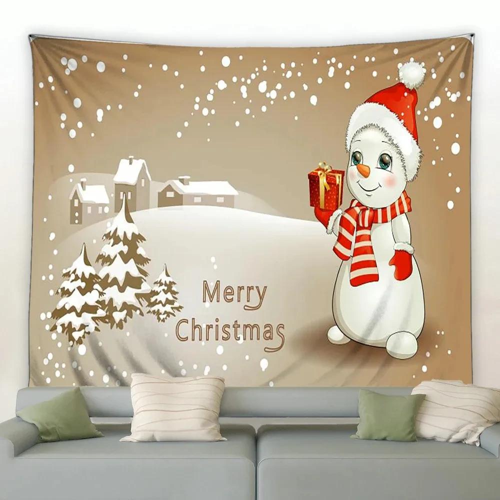Christmas Cartoon Naughty Snowman Tapestry Living Room Sofa Home Decoration Christmas Gift