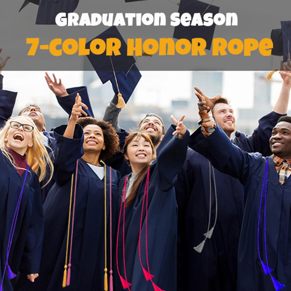 1.7m Graduation Honour Rope Hanger Thick Twisted Rope with Tassel Color-Blocking Tight Knitting Bachelors Master Honour Rope