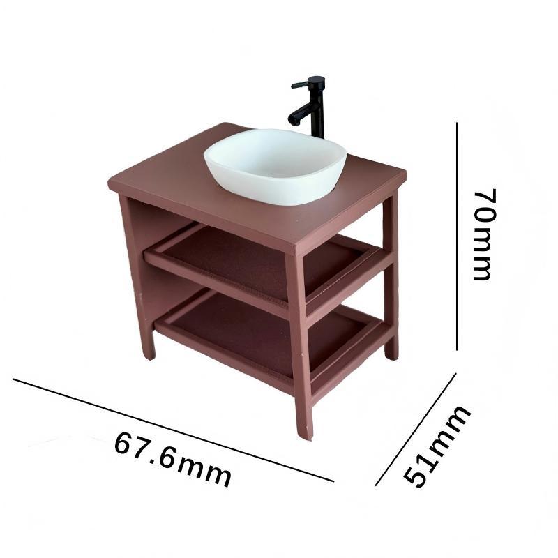 Miniature Simulation Sink Storage Rack Model 1/12 Dollhouse Bathroom Sink Cabinet Ornament Dollhouse Micro Scene Furniture Decor