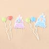 New Children's Birthday Baking Cake Decoration Cute Cartoon Castle Shape Pink Blue Balloon Candle