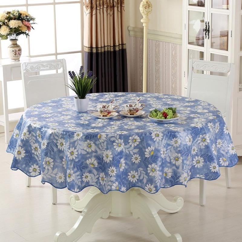 Florals Pattern Tablecloth Oilproof Waterproofs Easy Cleaning Round Table Cover for Home Restaurant Decors Table Cloth