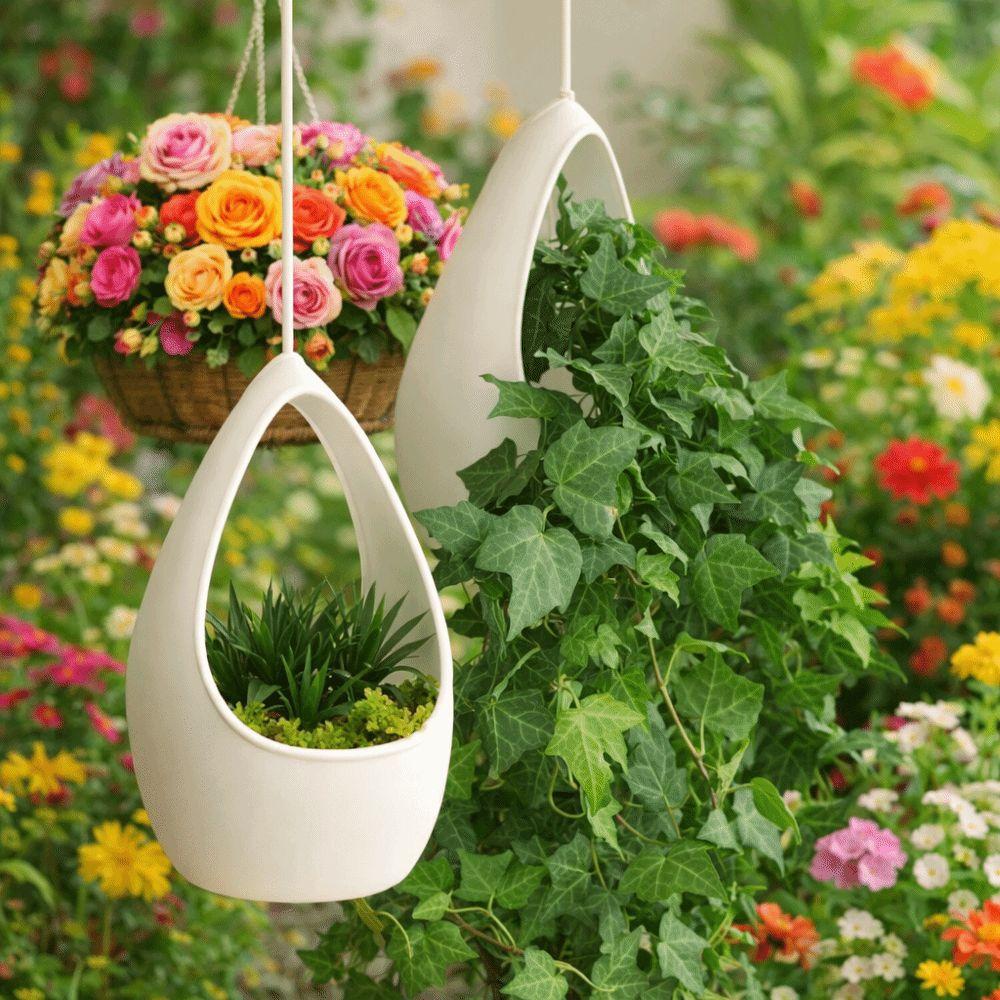 Large Capacity Vertical Planter Basket Chain Hooks Hanging Planter Plant Storage Basket  Balcony