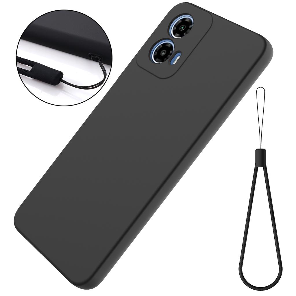 For Motorola Moto G45 5G Case Liquid Silicone Anti-Scratch Phone Cover with Hand Strap