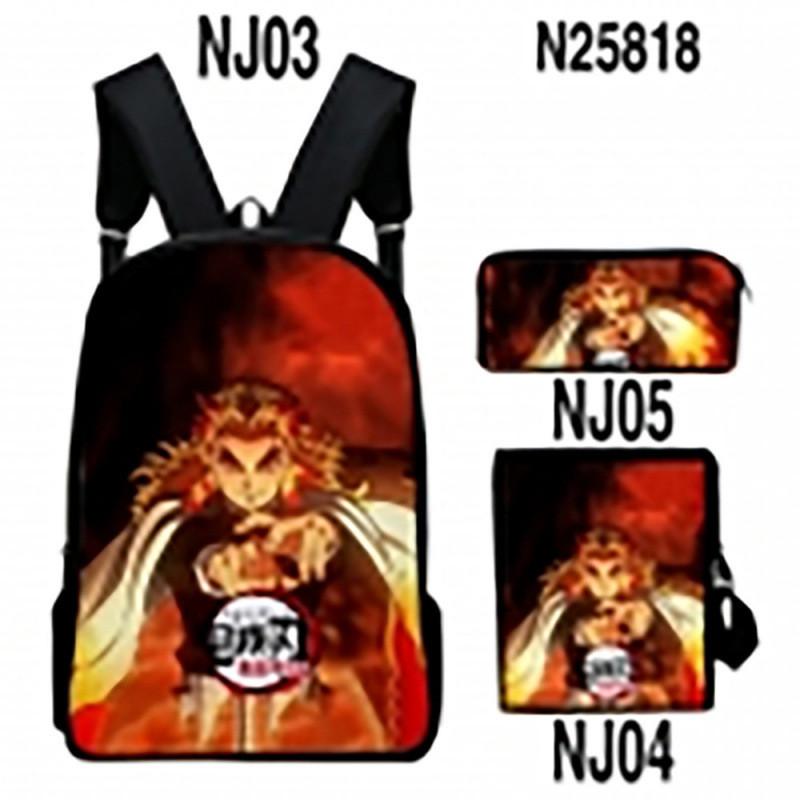 Demon Slayer Kimetsu No Yaiba Backpack Set With Breathable Polyester For School And Travel