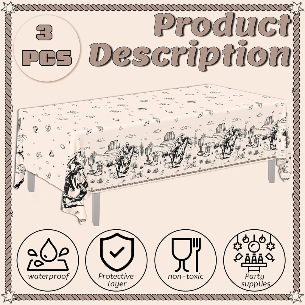 Western Party Decorations Cowboy Tablecloths Disposable Wild West Cowboy Birthday Table Cover for Kids Rodeo Bachelorette Baby Shower Party Supplies