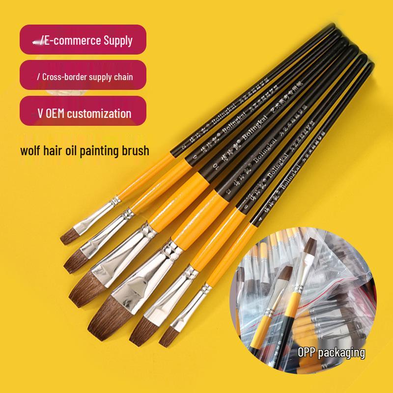 

Cross New Wolf Hair Oil & Watercolor Brush Set - Thick Handle Flat Brushes, Multiple Models No. 1 чёрный