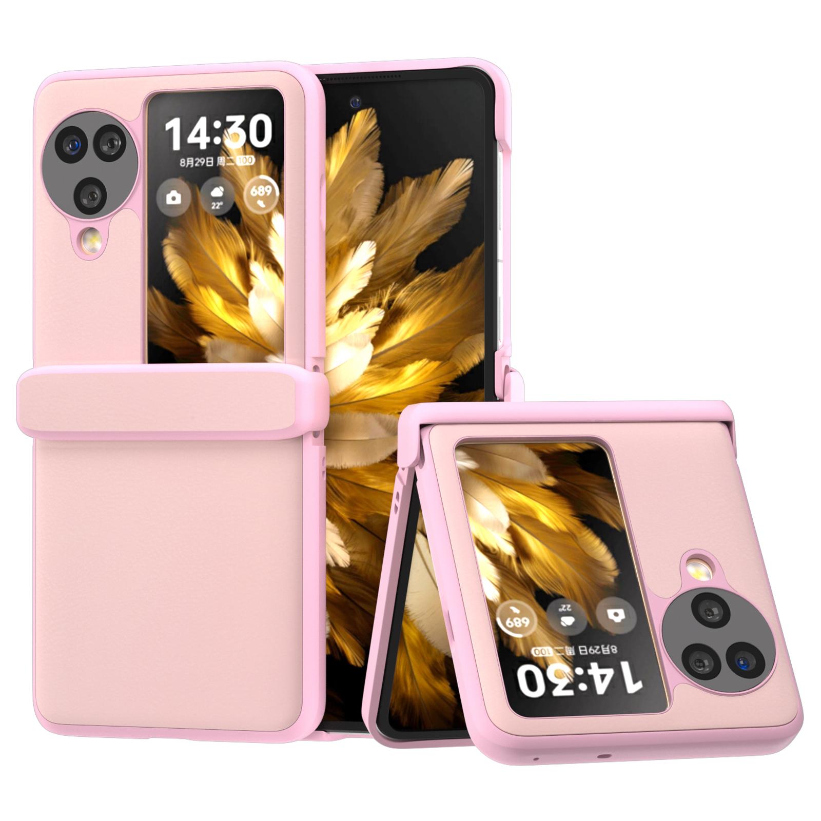 

Для Oppo Find N3 Flip 5G чехол шарнирная защита кожаный чехол для складного телефона из ПК Pink