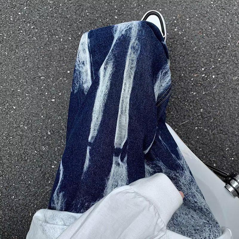 

Мужские джинсы с широкими штанинами и градиентным принтом «тай-дай»: Американский стиль High Street L