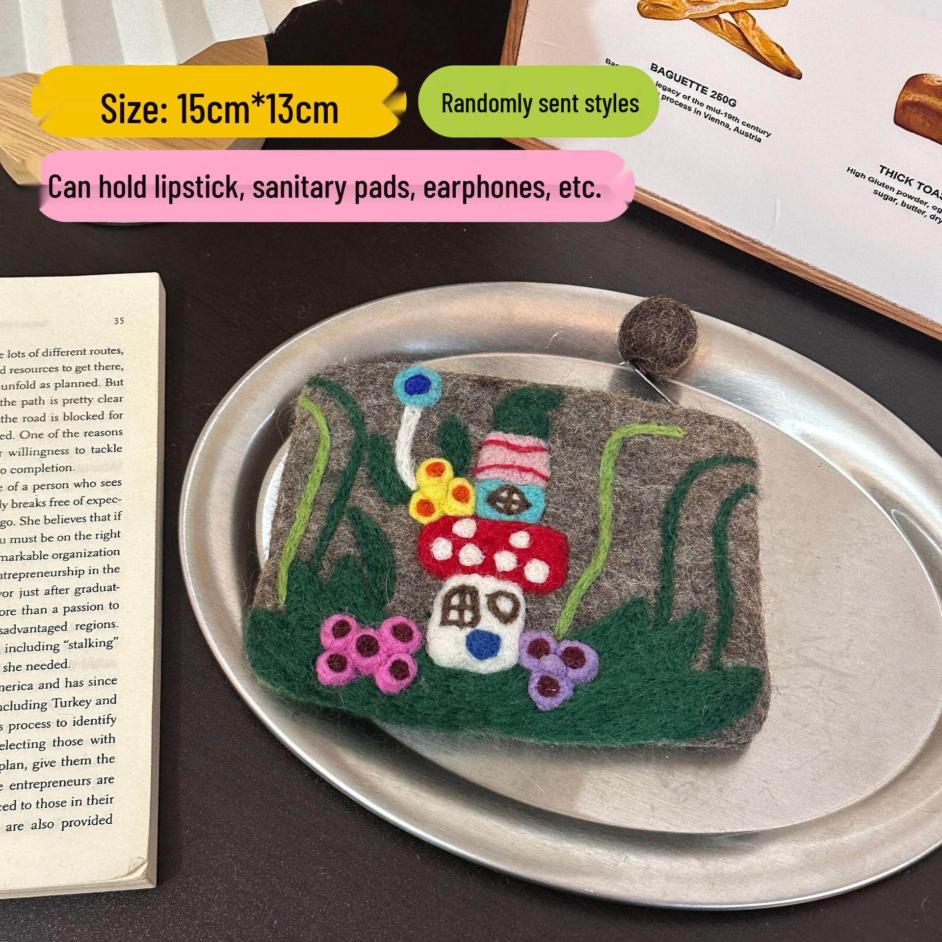 

Handmade Wool Felt Sanitary Pad & Earphone Clutch Bag