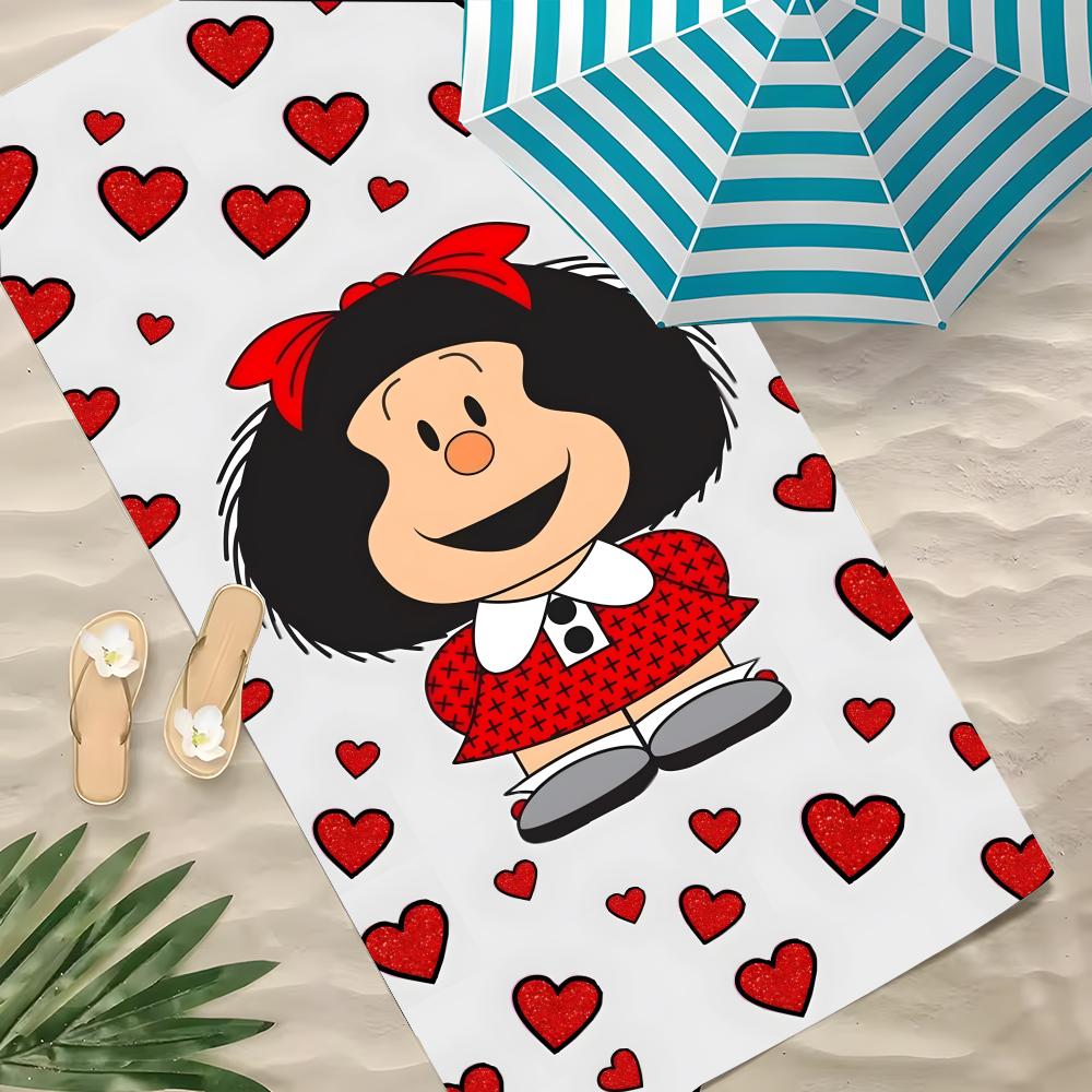 Anime Mafalda Towel Polyester Beach Towel Quick Dry Sand Free Bath Towel for Summer Pool Travel Vacation