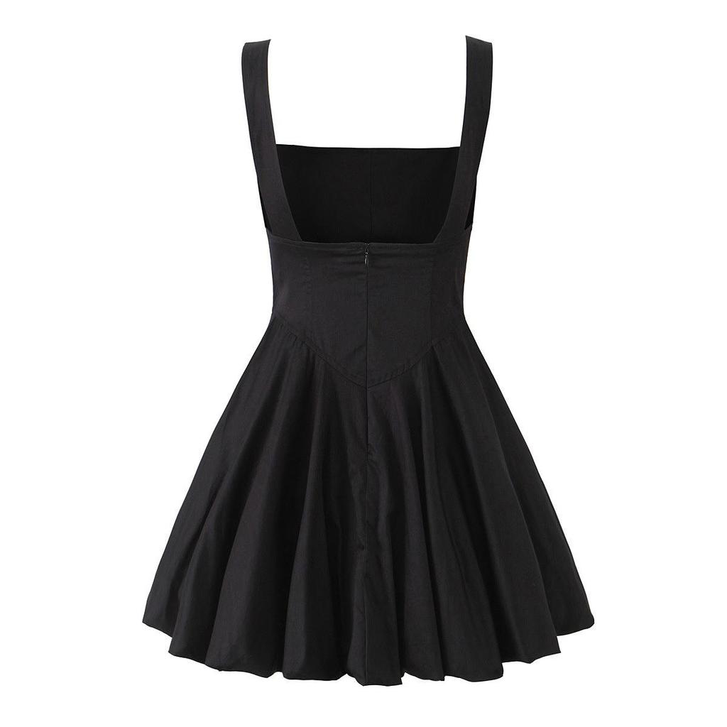 Autumn European & American Style Sleeveless Waist-Slimming Short Dress