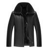Sweater collar leather jacket men's winter middle-aged and elderly coat fleece thickened locomotive PU leather jacket warm middle-aged dad
