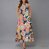Ladies Plus Size Sleeveless Crew Neck Dress Delicate Mini Floral Flowy Mid Length Gown