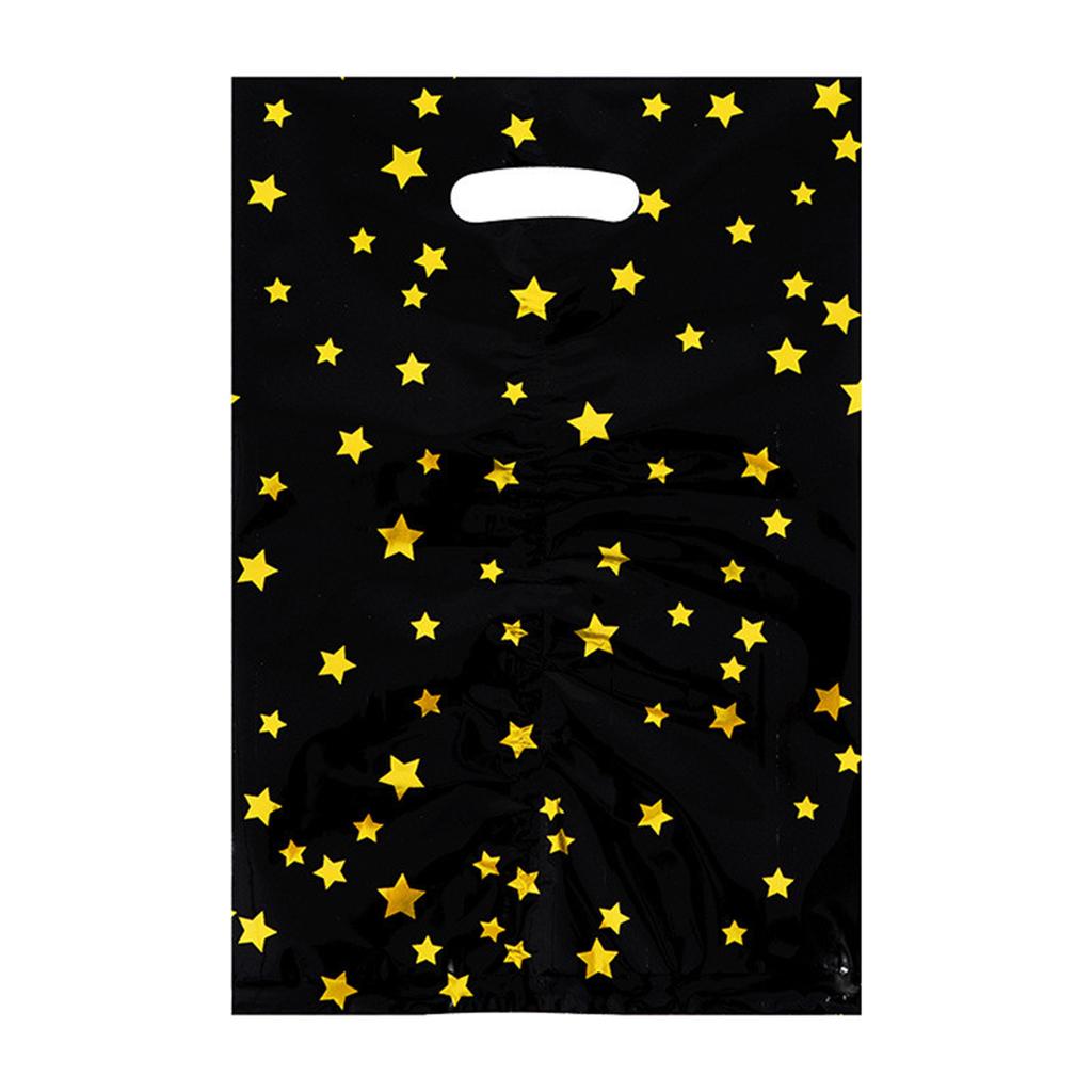 Party Favor Bags with Star Pattern Aluminum Foil Material Durable Handle Cutout for Gift Packaging and Event Use Multipurpose