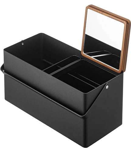 Yamazaki Makeup Box, Black, Approx. W31 x D15 (including handle) x H15.5cm, Tower Design, Portable with Handle, 5454